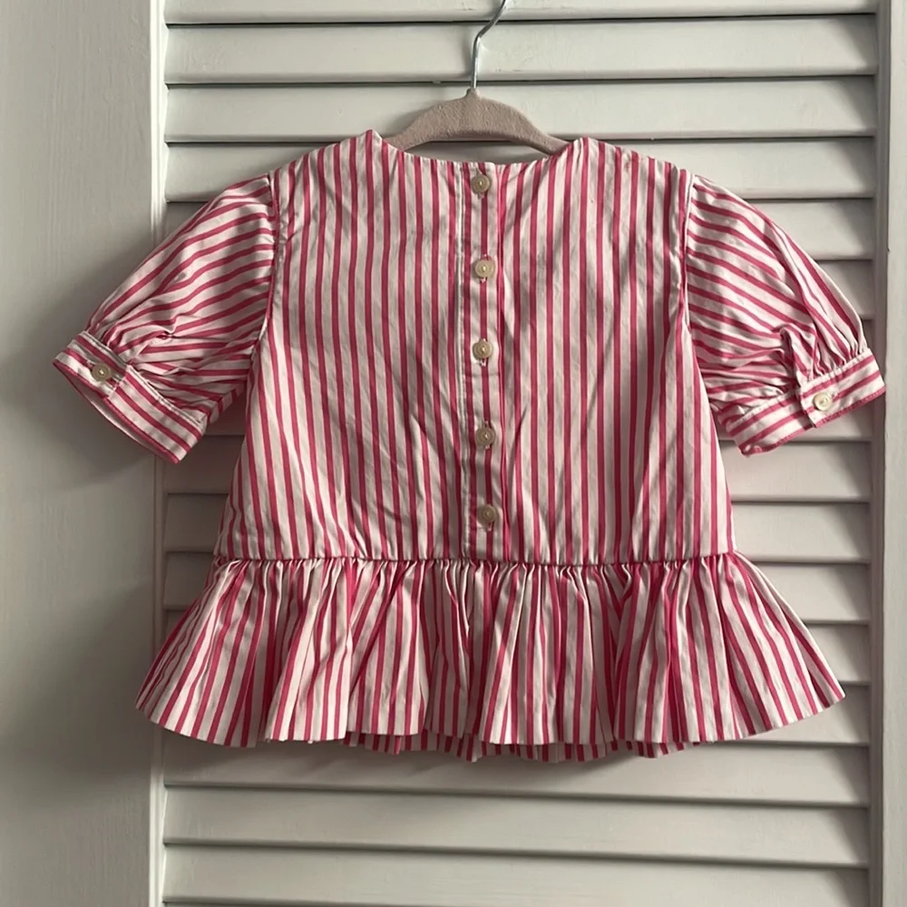 Ralph Lauren Layette Peplum Button Back Shirt, Puffed Sleeves,LIKE NEW-Size 9M